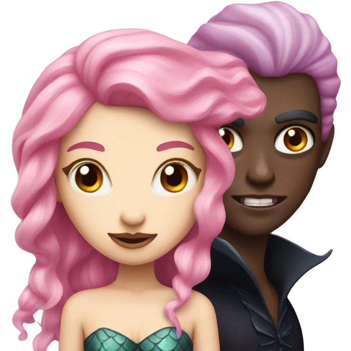 Fair skin with pink hair mermaid and vampire  emoji