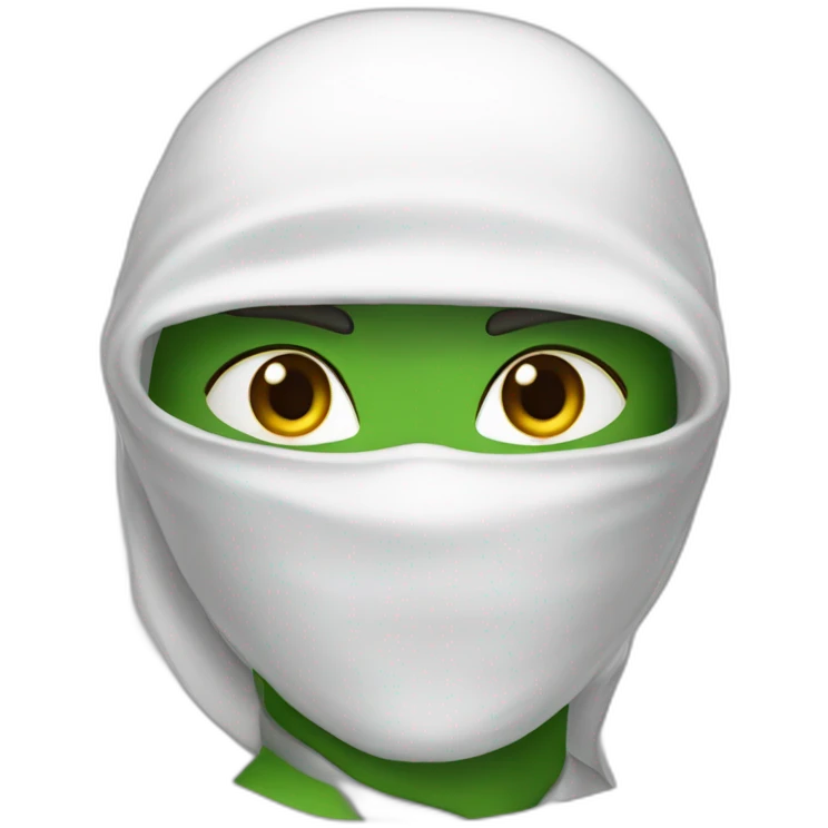 white-ninja-with-a-white-veil-on-his-head,-green-eyes emoji