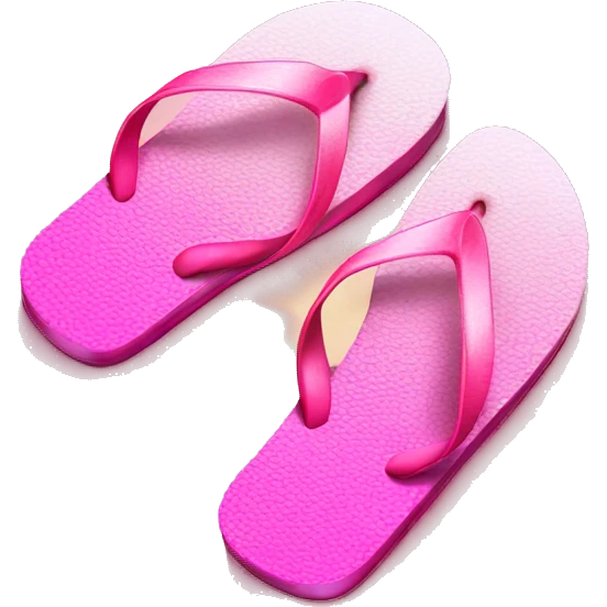 Realistic pink gradient pair of summer flip flops isolated. emoji
