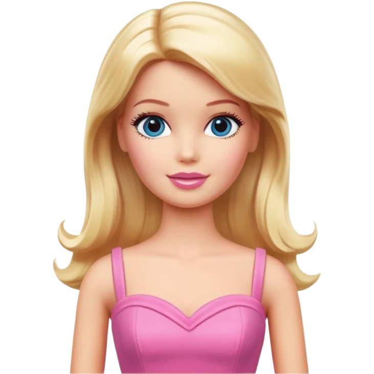 Barbie doll with blonde hair and pink dress emoji