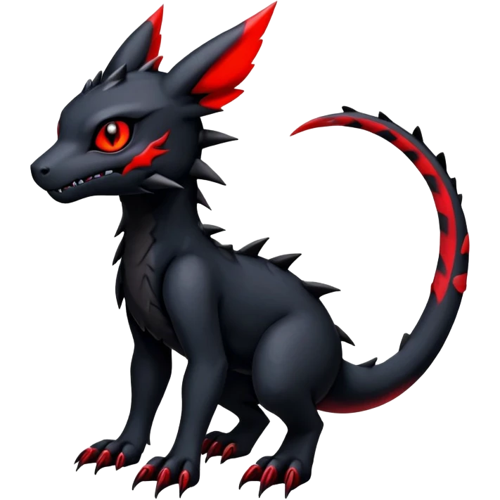 Gothic Edgy Badass Gloomy Cute Dark Guilmon-Salandit-Umbreon-Fakémon-hybrid-creature (full body)  emoji