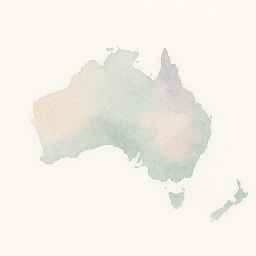 Oceania continent, watercolor art, soft edges emoji