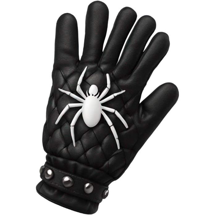 spider black studded leather glove with a face emoji