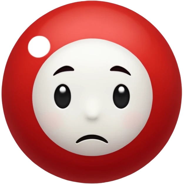Little red ball with sad face with text: pallina emoji