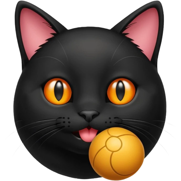 happy black cat playing with small ball emoji