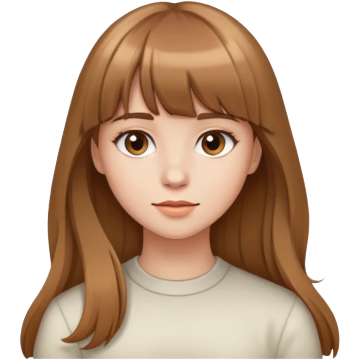 girl with light brown hair, bangs, and long hair emoji