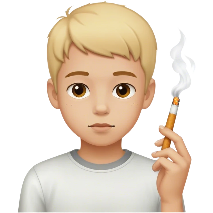 A young boy with cigarettes for arms emoji