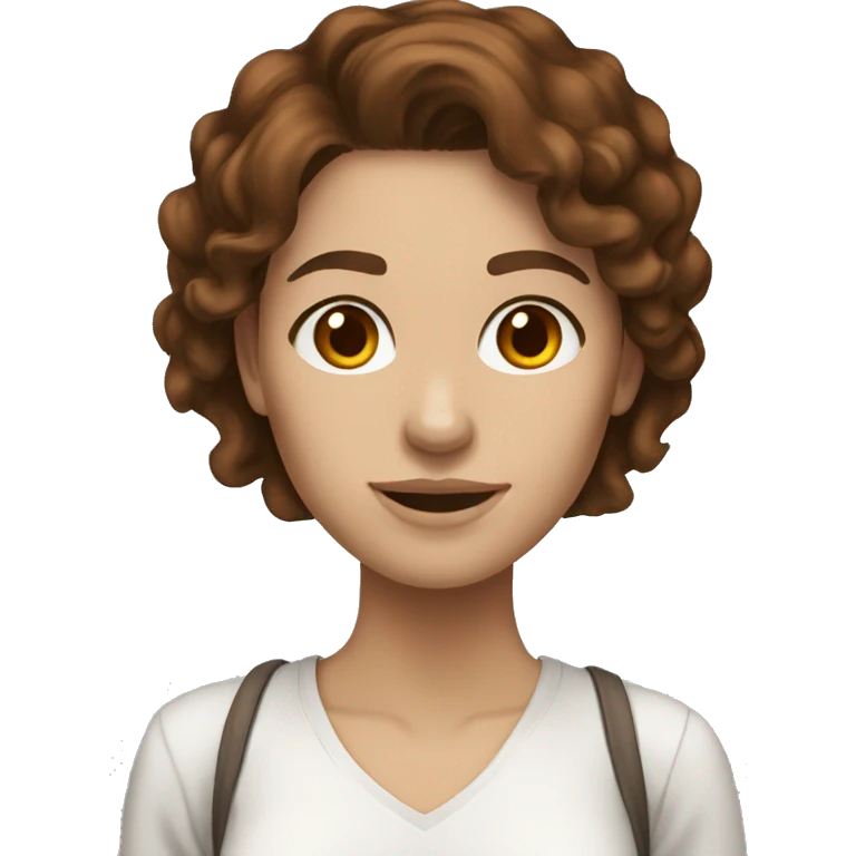 Brown hair, white skin, woman. University of Texas Longhorn clothes emoji