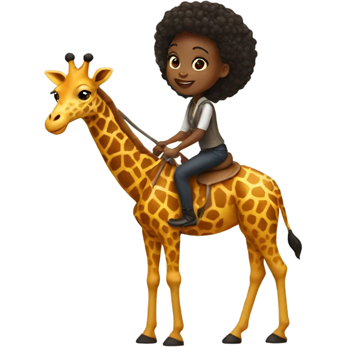 Black girl riding giraffe emoji
