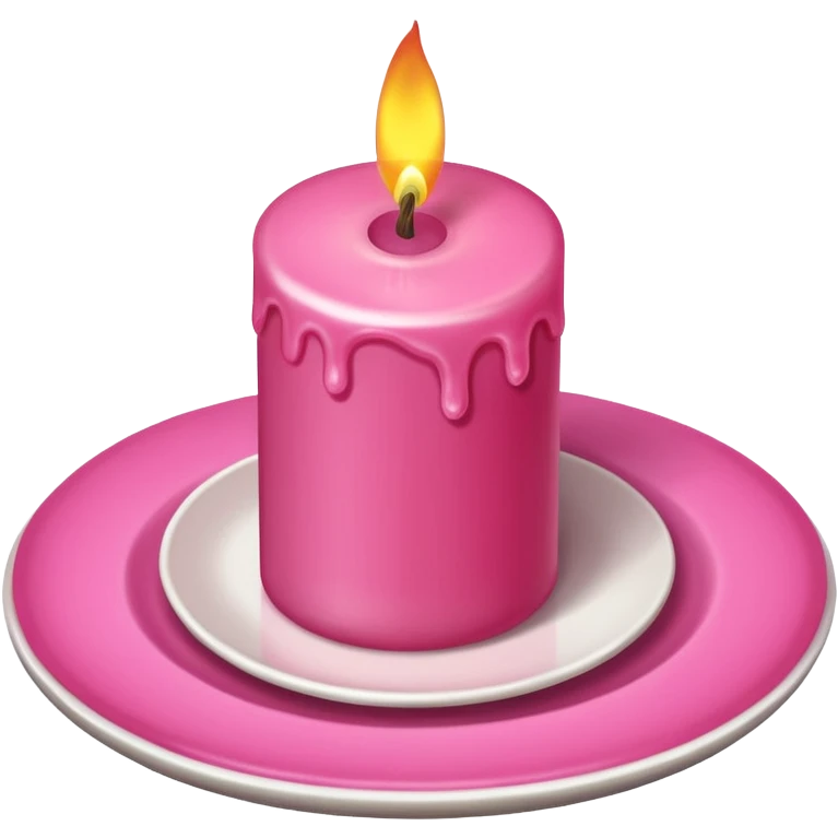 A drawing of a flaming pink candle that could be used at a romantic dinner table. The camera should be isometric at a high angle. emoji