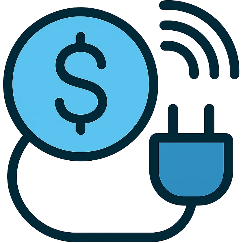 Pay-as-you-connect icon, modern, shades of blue emoji