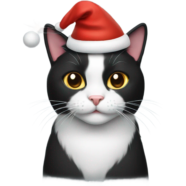 Tuxedo cat with santa hat emoji