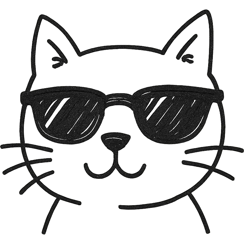 cat wearing sunglasses hand drawn outlined icon emoji