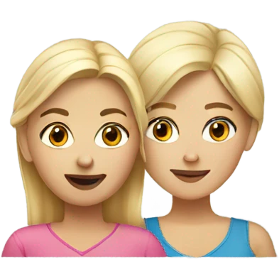 Blonde mom and dark haired daughter emoji
