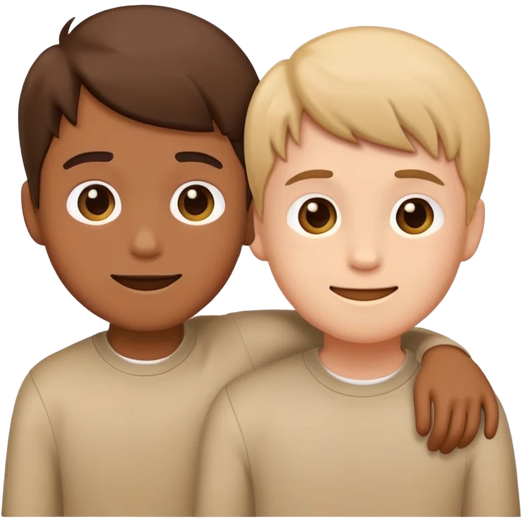simple and expressive emoji of two boys together, friendly vibe emoji