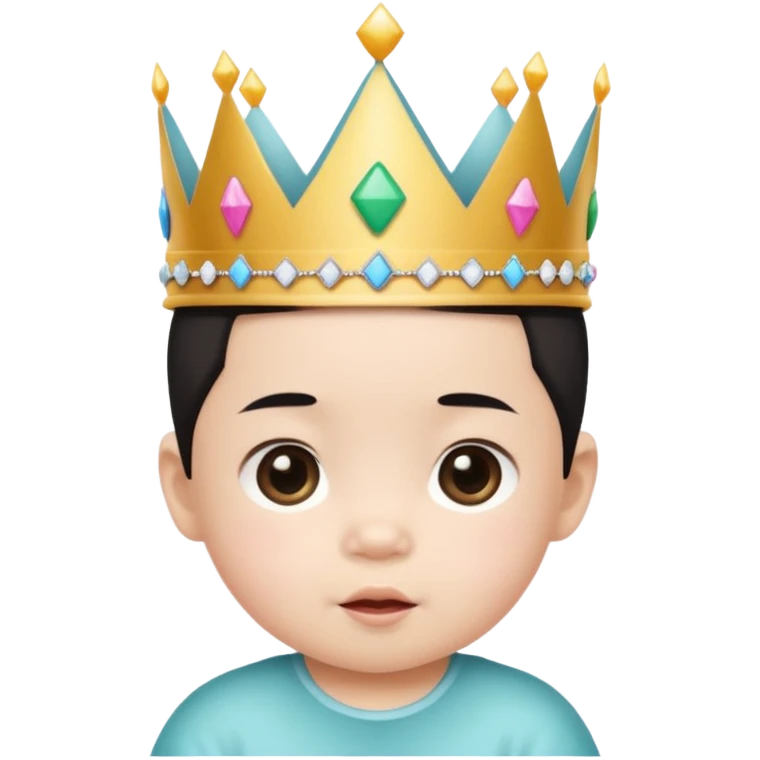 white asian baby wearing birthday crown emoji