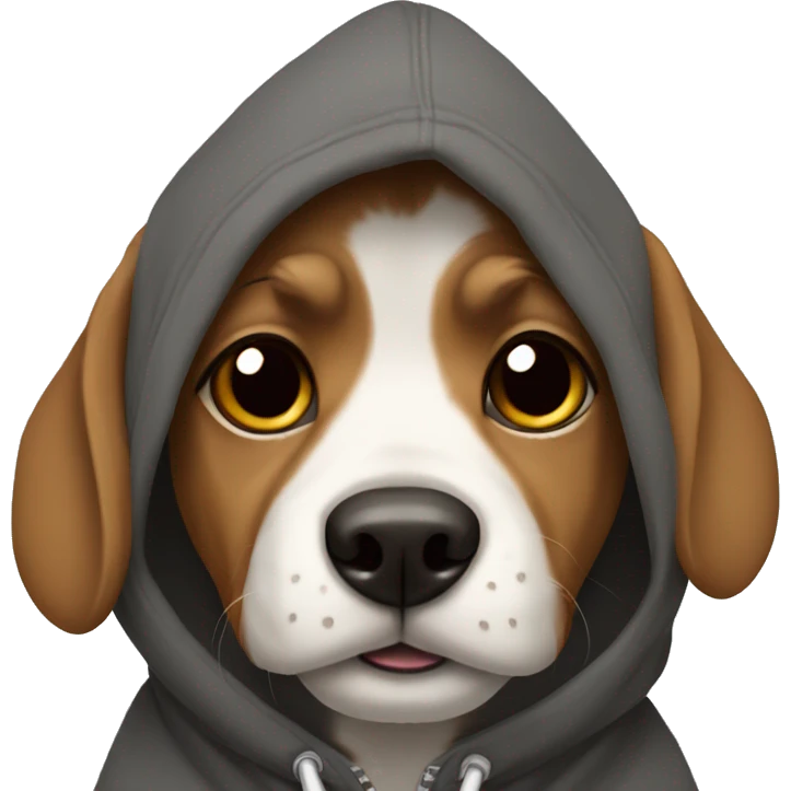 A dog wearing a hoodie emoji