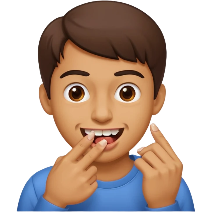 Emoji gêne et content qui mort un seule ongle Et on voit ses dents  emoji