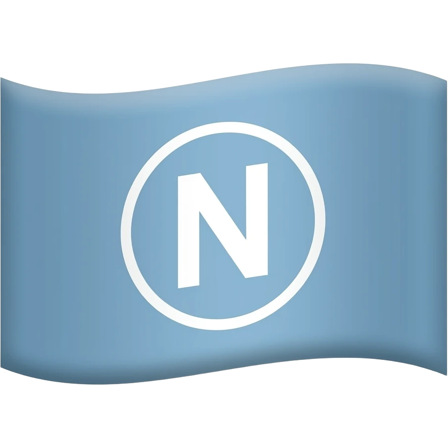 flag with light blue background and a white letter N in the center, around the N two thin circles emoji