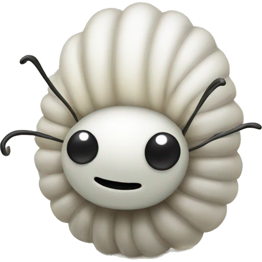 White beetle grub with a small black head emoji