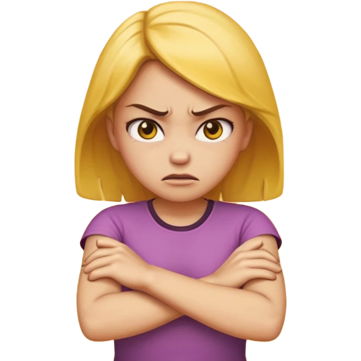 angry face girl emoji with arms crossed over each other in front  emoji