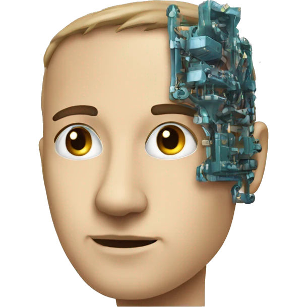 artificial intelligence for a project , side face emoji