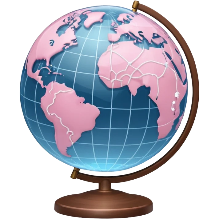 world globe with connected network, white and light pink colors emoji
