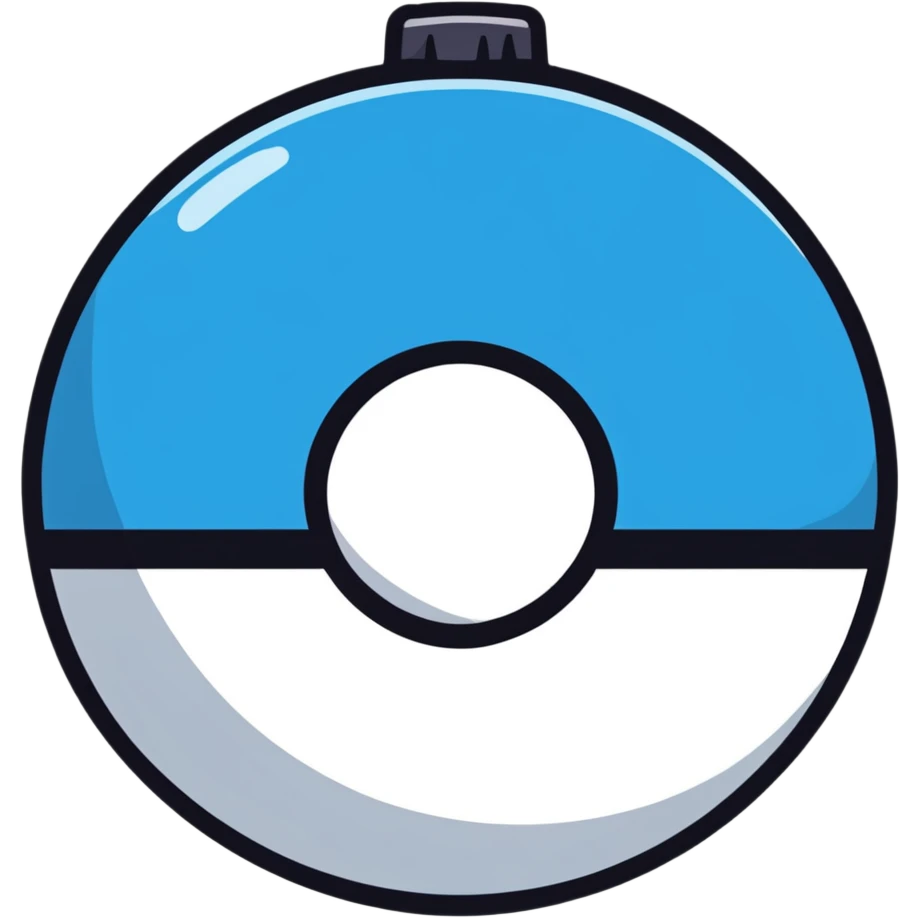 blue pokeball emoji with a black stripe emoji