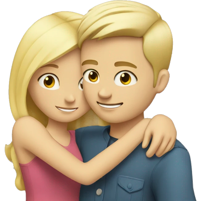blonde girl hugging blonde boy emoji