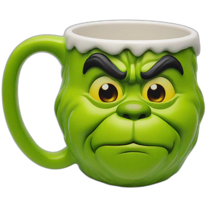 Grinch face shaped mug emoji