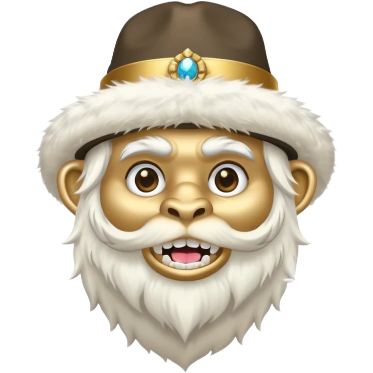 a yeti with a pimp hat and fur coat and gold teeth emoji