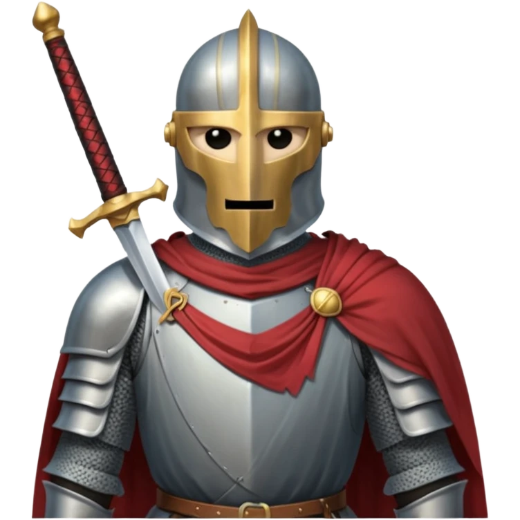 Headless Knight with Sword close up with horror look emoji
