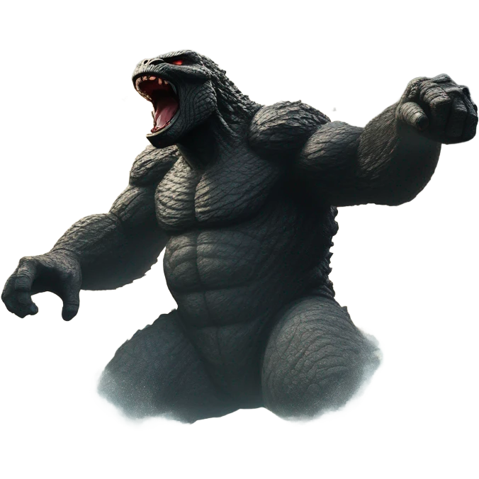 Godzilla fighting King Kong Water ￼￼ emoji