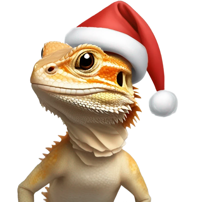 A bearded dragon with a Santa hat emoji