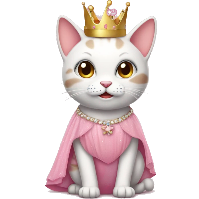 birthday cat in a pink princess dress emoji