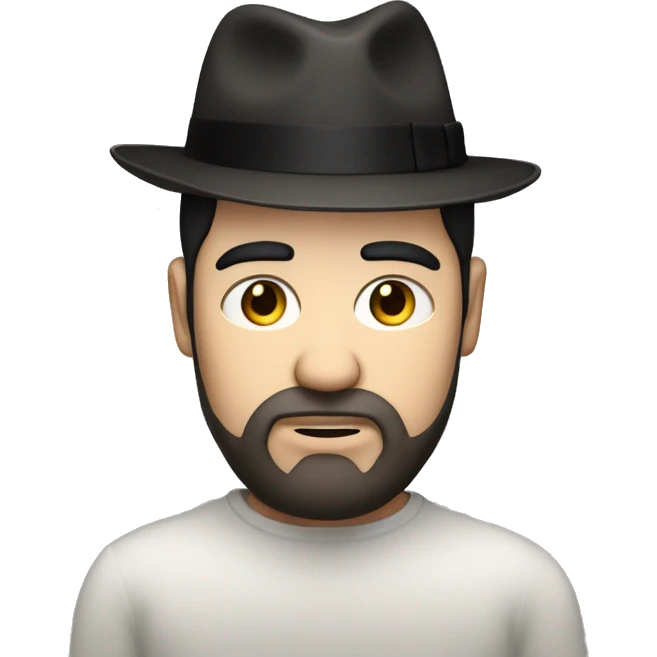fat white man with black hair a fedora and a neck beard (super ugly) emoji