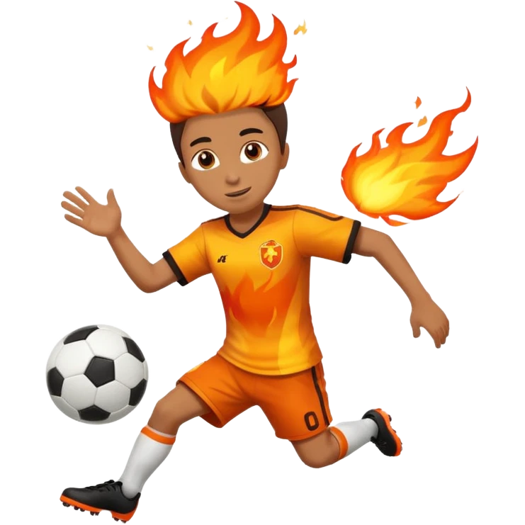 عکس یک فوتبالیست با یک توپ فوتبال به دست که توپ فوتبال دستش مثل فلبه emoji