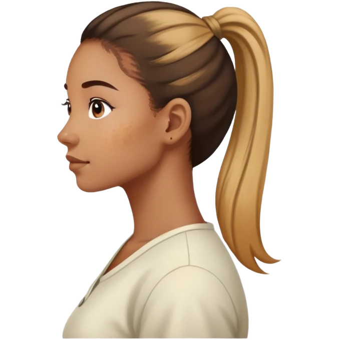 woman side profile hyperpigmentation with ponytail  emoji