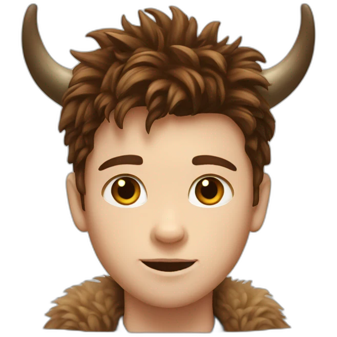 White boy brunette with fluffy highland cow emoji