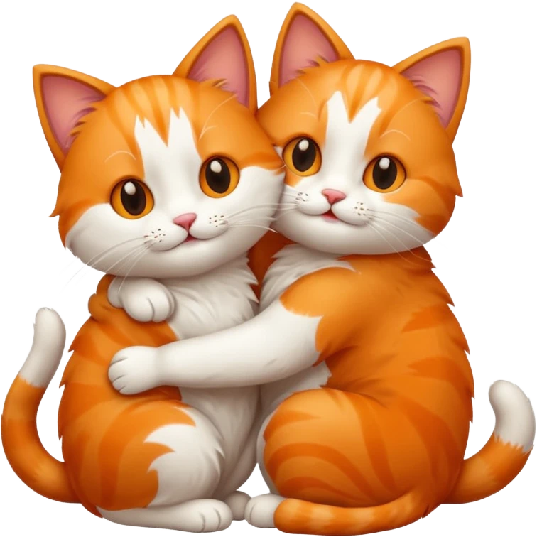two happy cats hugging emoji