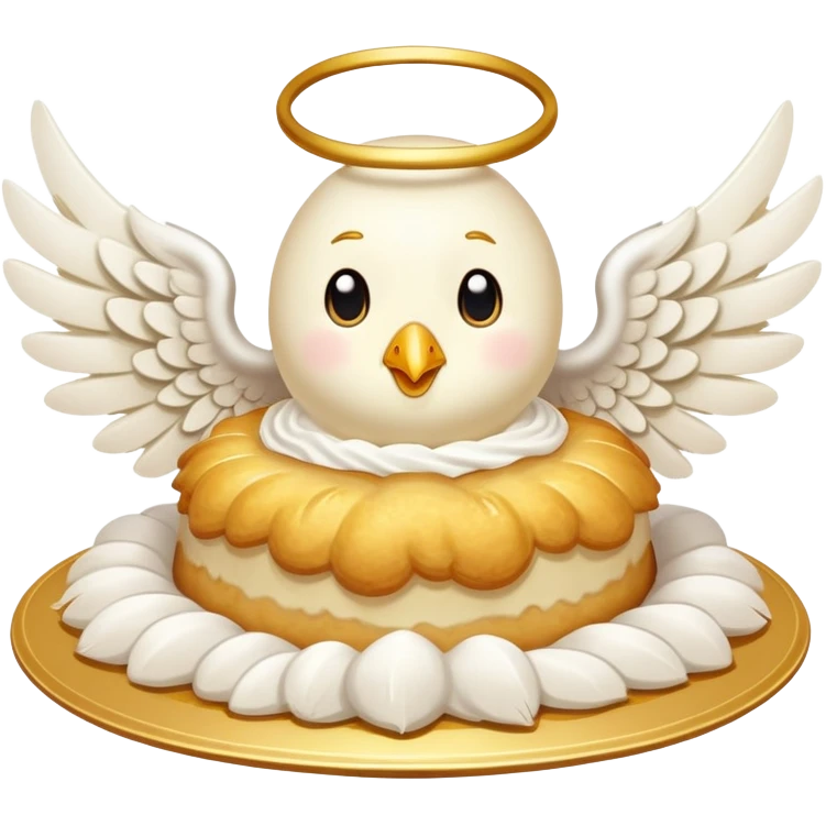 a cream pie flying with angel wings emoji
