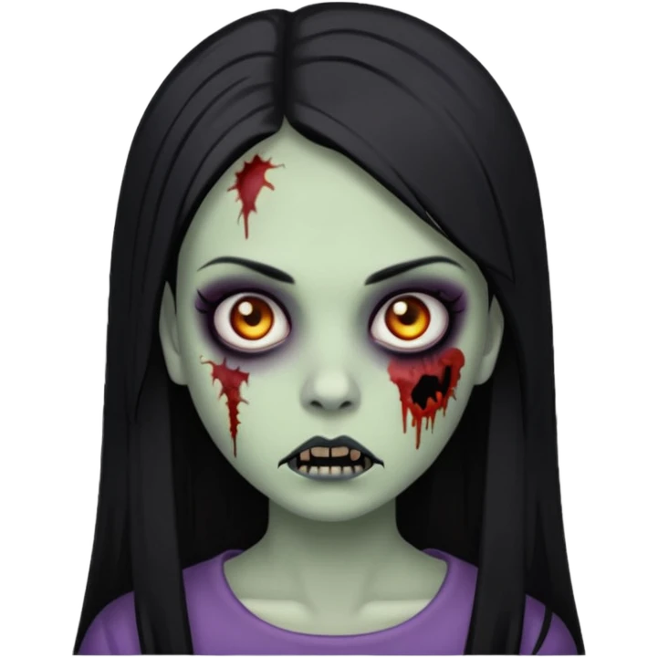 menina com cabelo liso preto com feito de zumbi  emoji