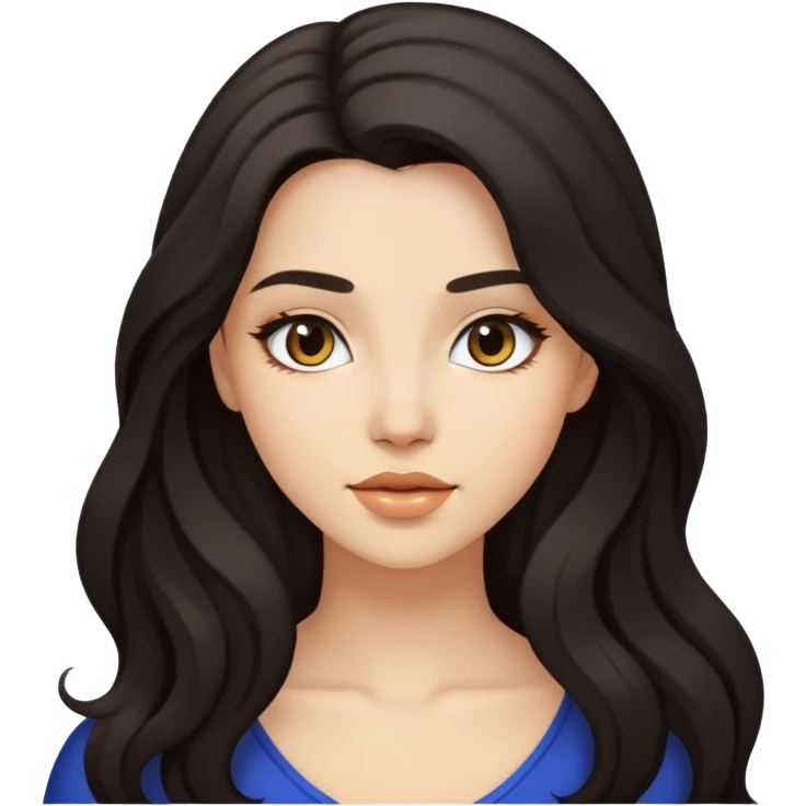 young woman with dark flowing hair and light makeup emoji