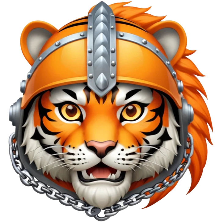 Russian bogatyr tiger with helmet and chainmail emoji