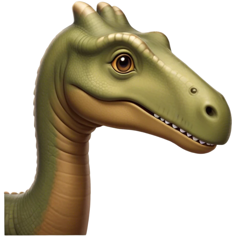 Cinematic Noble Brontosaurus Portrait Emoji, Poised and majestic, with a colossal, elongated neck stretching gracefully from a massive, sturdy body draped in warm, earthy tones, a gentle, wise face with soft, observant eyes, and a long, elegant tail, Simplified yet grandly defined features, highly detailed, glowing with a soft, ancient luminescence, high shine, intelligent and serene, stylized with an air of prehistoric grandeur, focused and calm, soft glowing outline, capturing the essence of a watchful and confident Brontosaurus that appears ready to loom out of the screen with effortless majesty! emoji