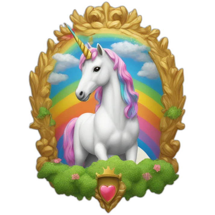 Coat-of-arms-held-by-rainbow-unicorns emoji