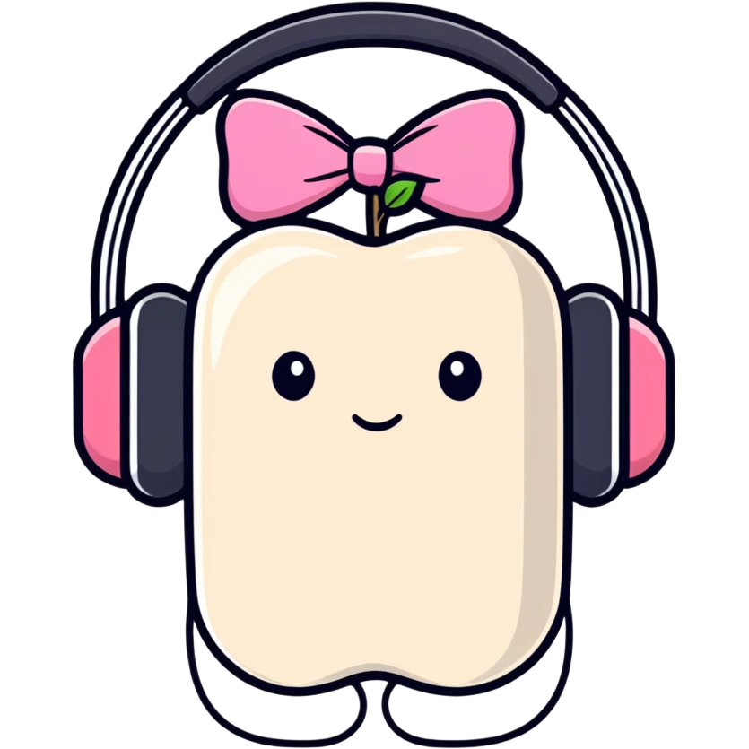 Apple headset with a pink bow tie emoji