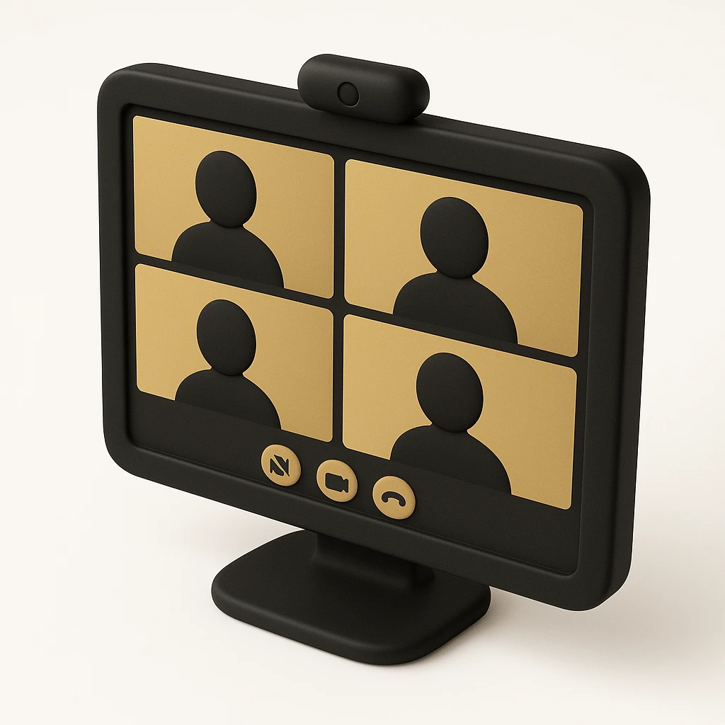 virtual zoom meeting video conference on a computer screen emoji