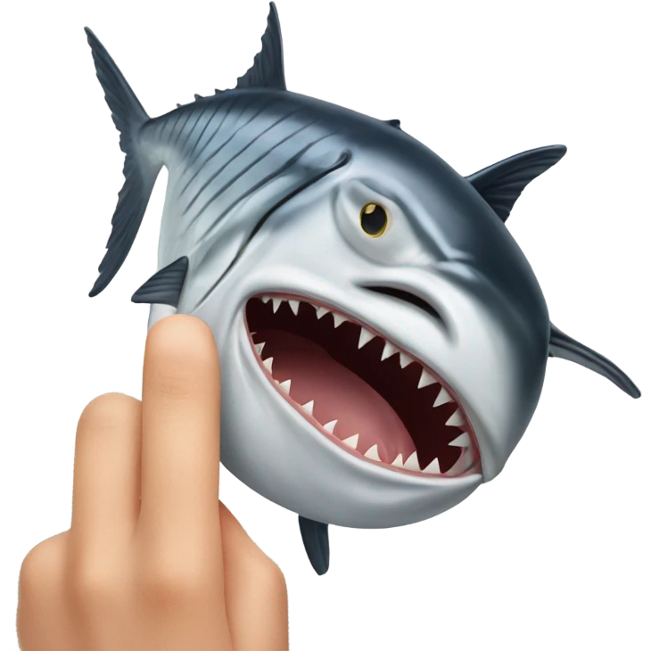 tuna with finger in its mouth emoji