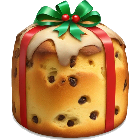 Christmas panettone with green and red bow emoji